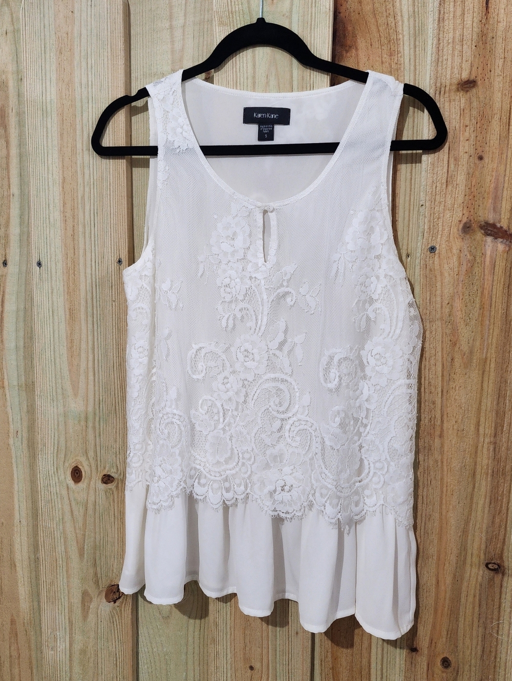 Karen Kane Lace Overlay Sleeveless Top. NWOT